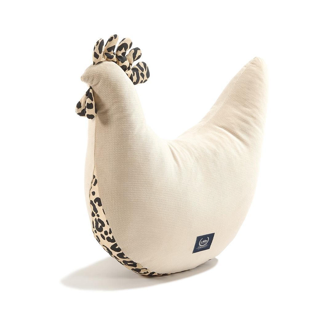 Grandma Dana's Hen Pillow Velvet Cotton LEOPARD CREAM